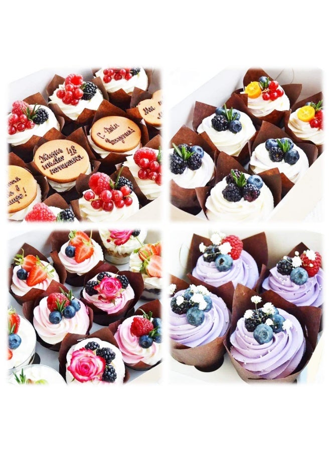 Baytna 200 PCS Tulip Parchment Cupcake, Liners Standard Baking Cups, Muffin Wrappers, Baking Cupcake Liner Wrapper Paper, Perfect for Baking, Birthday Parties, Weddings, Baby Showers, Bakeries, Catering, Restaurants Standard Size (Coffee Brown) - Image 5