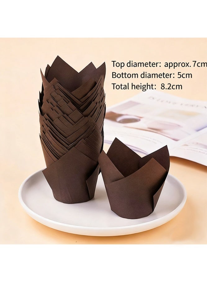 Baytna 200 PCS Tulip Parchment Cupcake, Liners Standard Baking Cups, Muffin Wrappers, Baking Cupcake Liner Wrapper Paper, Perfect for Baking, Birthday Parties, Weddings, Baby Showers, Bakeries, Catering, Restaurants Standard Size (Coffee Brown) - Image 2