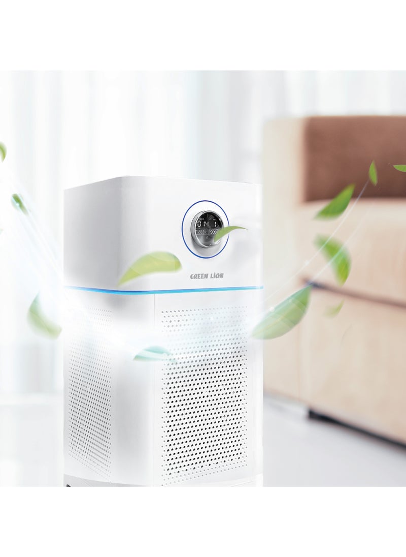 Intelligent 3 Layer Air Purifier Pro /Activated Carbon Filter / OLED Touch Display / 4 Speed Control / PM2.5 Sensor / Timer Setting / HEPA Filter / Improve Indoor Air Quality - White