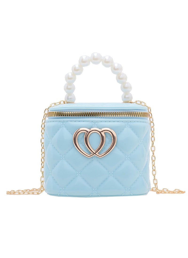 Generic Fashionable 2024 New Childrens Handbag Pearl Small Size Womens Backpack Spring Summer Jelly Makeup Bag Motorcycle Equipment Ac Light Blue 