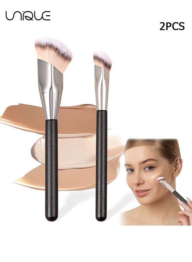 Unique 2 Pcs Concealer Brush - Angled Concealer Brushes for Under Eye - Precision Face Blending Blush Brush - Foundation Concealer for Dark Circles - Make up Nose Contour Brush - Image 1