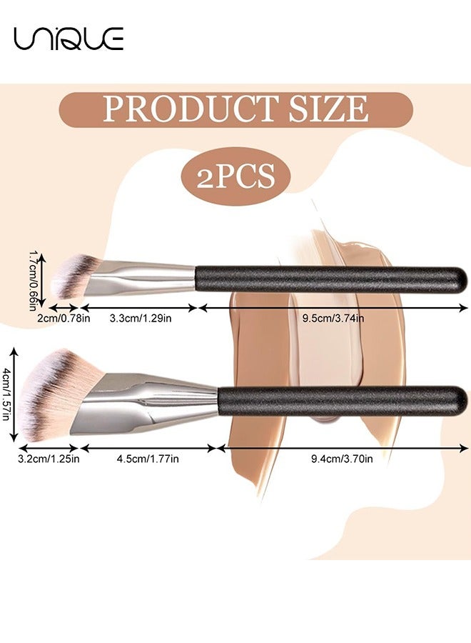 Unique 2 Pcs Concealer Brush - Angled Concealer Brushes for Under Eye - Precision Face Blending Blush Brush - Foundation Concealer for Dark Circles - Make up Nose Contour Brush - Image 2