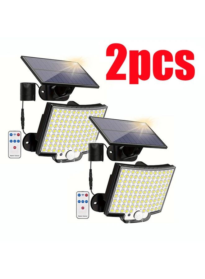 قطعتان 106 مصباح LED شمسي للإضاءة الخارجية للجدار مع حساس حركة فائق السطوع و4 أوضاع - Image 1