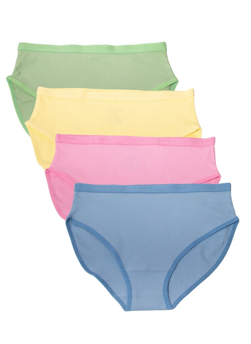 COLORS - Pack of 4 Ripped Cotton Brief Panties Underwear for Women - Image 1