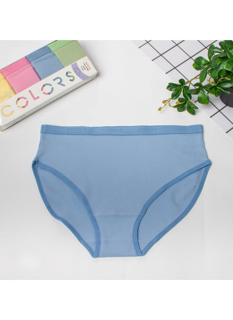COLORS - Pack of 4 Ripped Cotton Brief Panties Underwear for Women - Image 1