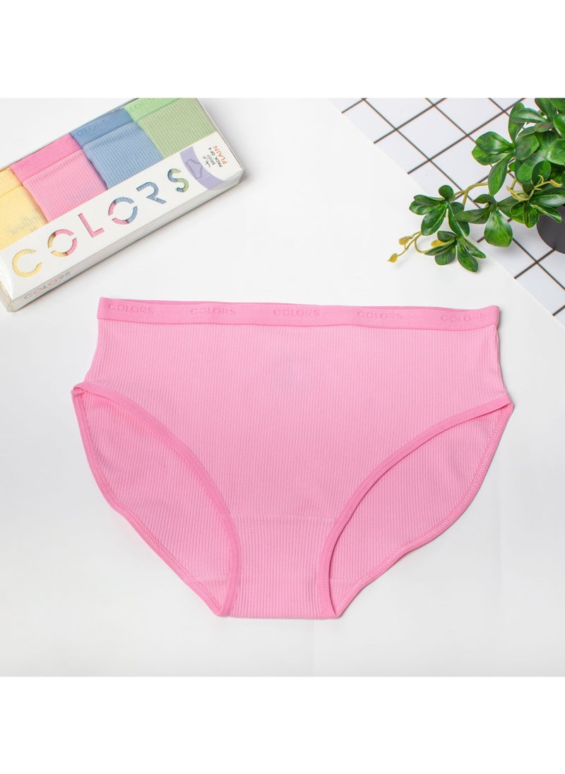 COLORS - Pack of 4 Ripped Cotton Brief Panties Underwear for Women - Image 1