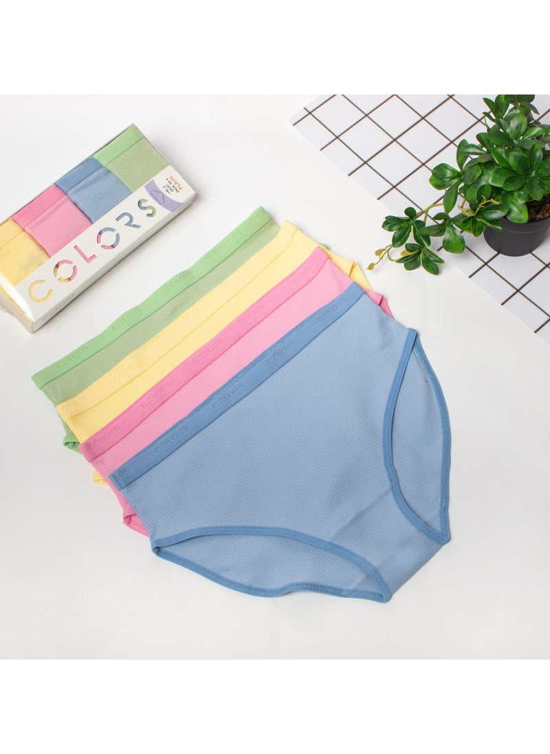 COLORS - Pack of 4 Ripped Cotton Brief Panties Underwear for Women - Image 1