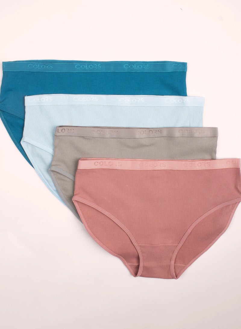 Colors Derby Cloud Pack of 4 Ripped Cotton Brief Panties Underwear for Women - Image 1