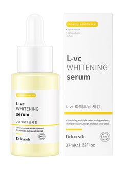 DEleventh Korean Brand L-VC Whitening Serum 37ml / with 3-O-Ethyl Ascorbic Acid, Niacinamide and α-Arbutin, Reduce Dark Spots and Fine Lines, Enhance Elasticity, Hydrate, and Protect Skin