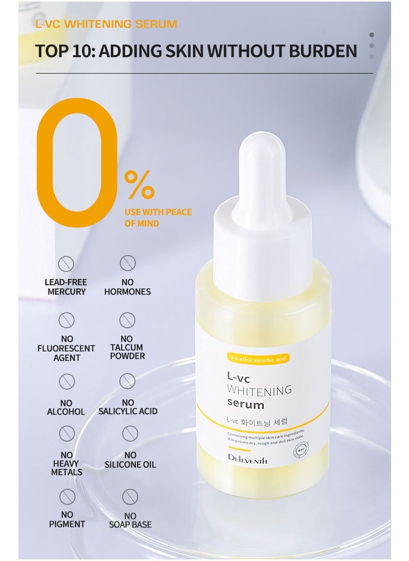 DELEVENTH - DEleventh Korean Brand L-VC Whitening Serum 37ml / with 3-O-Ethyl Ascorbic Acid, Niacinamide and α-Arbutin, Reduce Dark Spots and Fine Lines, Enhance Elasticity, Hydrate, and Protect Skin - Image 1