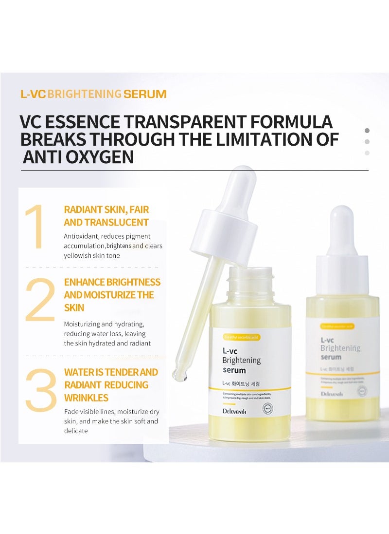 DELEVENTH - DEleventh Korean Brand L-VC Whitening Serum 37ml / with 3-O-Ethyl Ascorbic Acid, Niacinamide and α-Arbutin, Reduce Dark Spots and Fine Lines, Enhance Elasticity, Hydrate, and Protect Skin - Image 1