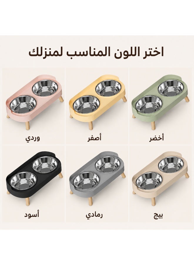 Elevated Double Pet Food & Water Bowl for Cats & Small Dogs – Rust-Resistant Stainless Steel Bowls - Image 2