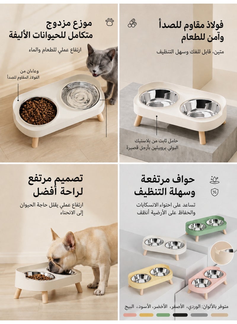 Elevated Double Pet Food & Water Bowl for Cats & Small Dogs – Rust-Resistant Stainless Steel Bowls - Image 3