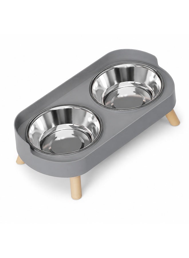 Elevated Double Pet Food & Water Bowl for Cats & Small Dogs – Rust-Resistant Stainless Steel Bowls - Image 1