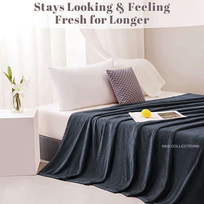 VAS COLLECTIONS Mink Blanket for Double Bed 1.9 Kg Blanket | 350 TC Ultrasoft & Lightweight Solid Blanket for Winter & Mild Winter Sofa, Couch - Double, 90X88 Inches - 1.9 Kg | Grey - Image 5