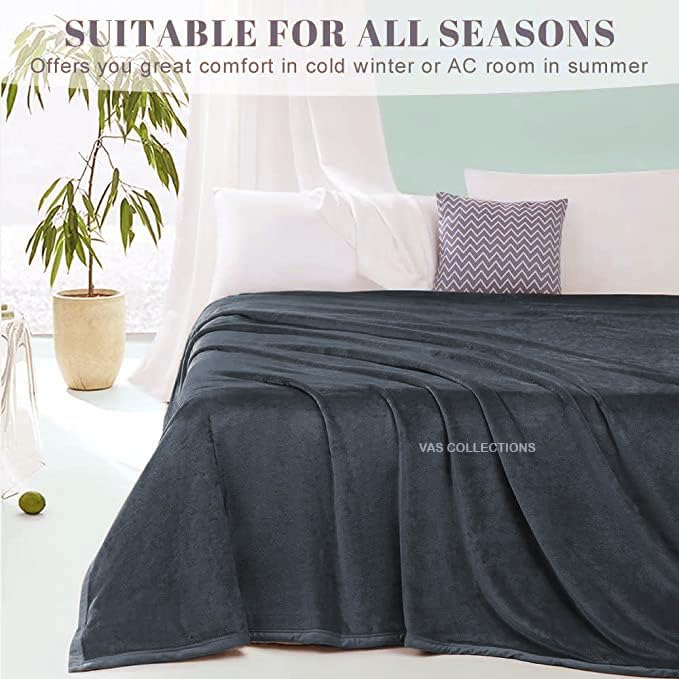 VAS COLLECTIONS Mink Blanket for Double Bed 1.9 Kg Blanket | 350 TC Ultrasoft & Lightweight Solid Blanket for Winter & Mild Winter Sofa, Couch - Double, 90X88 Inches - 1.9 Kg | Grey - Image 2