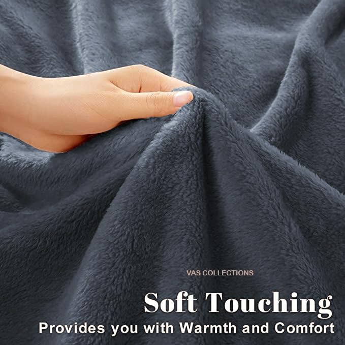 VAS COLLECTIONS Mink Blanket for Double Bed 1.9 Kg Blanket | 350 TC Ultrasoft & Lightweight Solid Blanket for Winter & Mild Winter Sofa, Couch - Double, 90X88 Inches - 1.9 Kg | Grey - Image 3