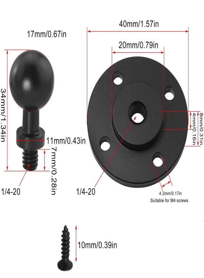 LUORNG 1 Set Universal Ball Head Mount 17mm Base with Self-Tapping Screws Mounting Ball Metal for Connecting Camera Tripod Connectors Wall Outdoor Desktop Fixed Base - Image 3