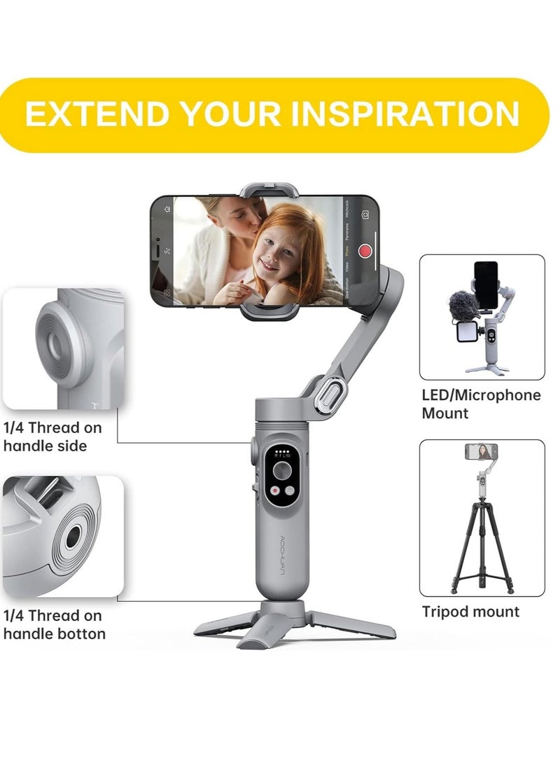 Generic - Gimbal Stabilizer Handheld Foldable 3-Axis Gimble for iPhone 15 14 13 Pro Max & Android Phone Stabilizer for Video Recording - Image 1