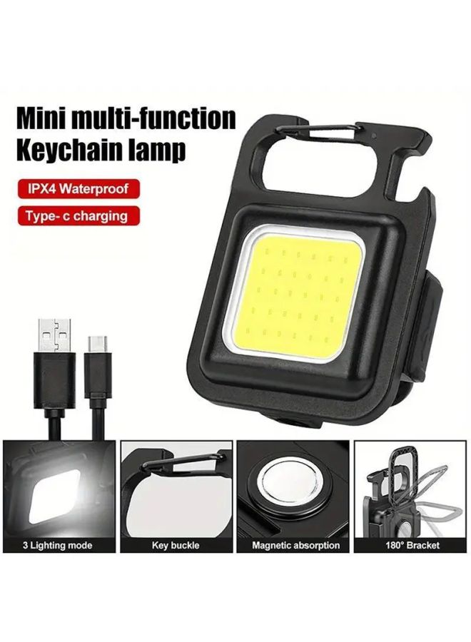 Portable Portable Keychain Camping Light Multi-function Warning Charging Emergency Light Mini Bright Camping Light