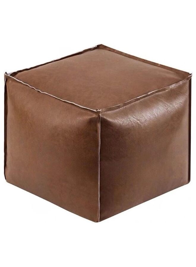 Stuffable fluffy footstool, 16" Faux Leather Storage Footstool, Decorative Cube for Storing Unwanted Clothing Dolls and Blankets, for Living Room and Bedroom