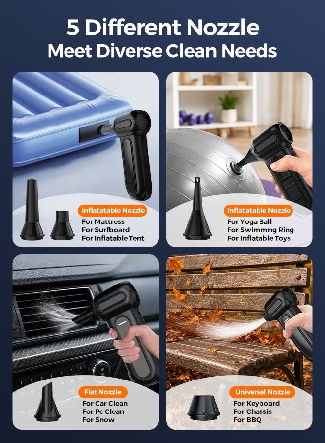 Cordless Portable Electric Air Duster, 130000 RPM, 3 Gear Adjustable, LED Light, Type-C Fast Charging - Image 4