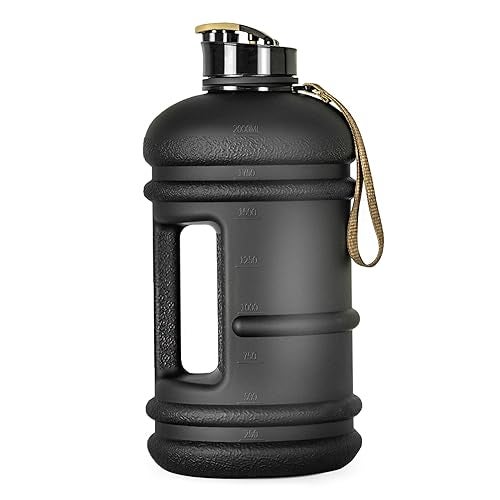 TOOFEEL 2 Liter Water Bottles - Half Gallon Water Bottle BPA Free - Ideal for Gym, Big Water Jug, Reusable Sports Bottle with Measurements Marked Drink Container (2.2L 74oz Matte Black Water Jugs) - Image 1