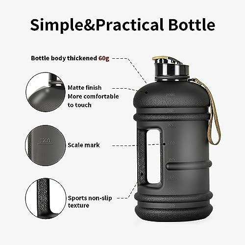 TOOFEEL 2 Liter Water Bottles - Half Gallon Water Bottle BPA Free - Ideal for Gym, Big Water Jug, Reusable Sports Bottle with Measurements Marked Drink Container (2.2L 74oz Matte Black Water Jugs) - Image 4