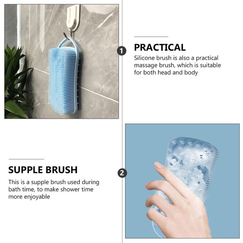Soft Silicone Bath Scrubber Brush With Hook For Shower Exfoliating And Shampoo - Image 4