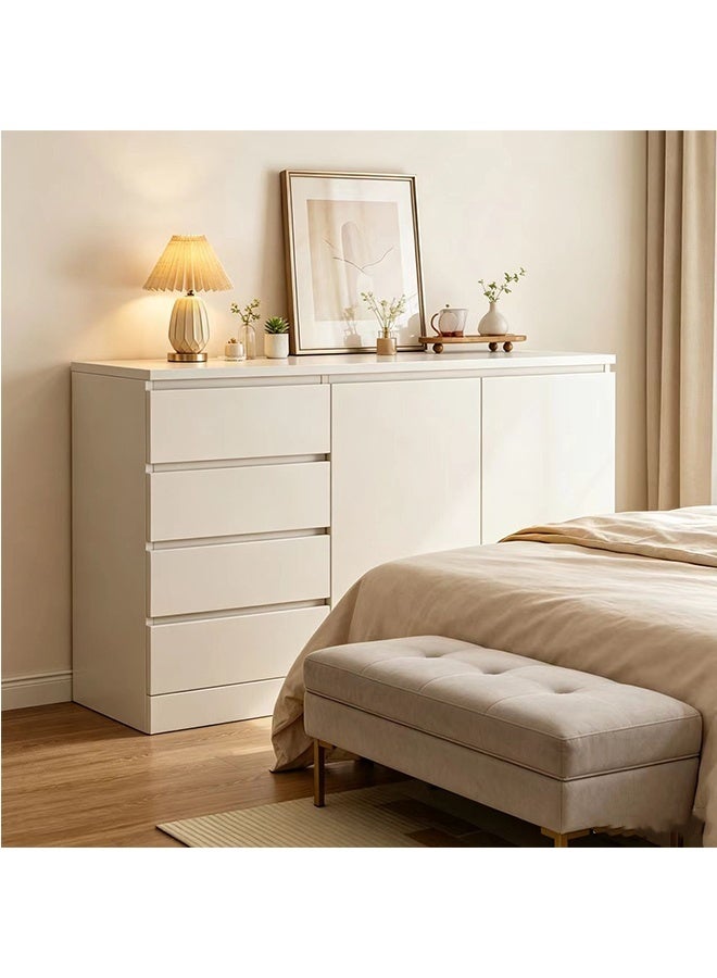 JCB CHIC White Sideboard Storage Cabinet with 4 Drawers & 2 Doors, Modern Buffet Cabinet, Multifunctional Credenza Cupboard for Dining Room, Living Room, Entryway - Image 2