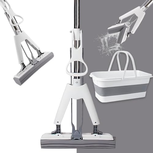 STELLIX Plastic Mop with Bucket for Floor Cleaning|Premium Sponge Mop: Quick-Dry&Superior Water Absorption|Ideal for Bathroom Floor and Wall Cleaning with Long Handle - Image 1