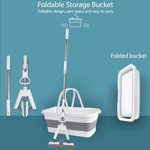 STELLIX Plastic Mop with Bucket for Floor Cleaning|Premium Sponge Mop: Quick-Dry&Superior Water Absorption|Ideal for Bathroom Floor and Wall Cleaning with Long Handle - Image 2