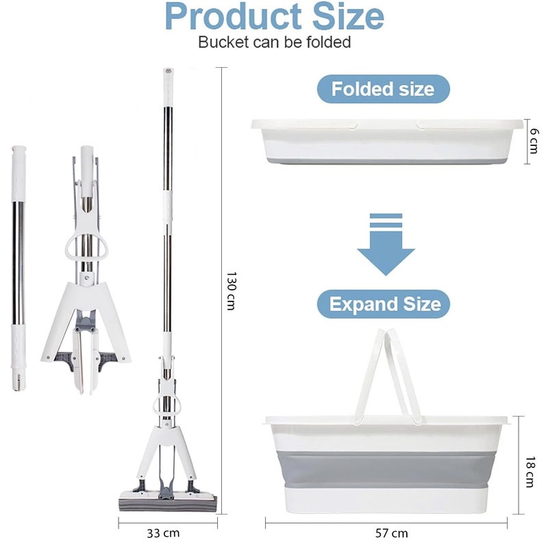 STELLIX Plastic Mop with Bucket for Floor Cleaning|Premium Sponge Mop: Quick-Dry&Superior Water Absorption|Ideal for Bathroom Floor and Wall Cleaning with Long Handle - Image 5