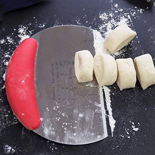 Oicia Dough Scraper - Stainless Steel Bench Scraper, Cutter for Cooking Multi-Use Pizza & Pastry Cutter for Bread, Cake with Measuring Scale Non-Slip Food Chopper for Baking(Pack of 1 Black) - Image 2