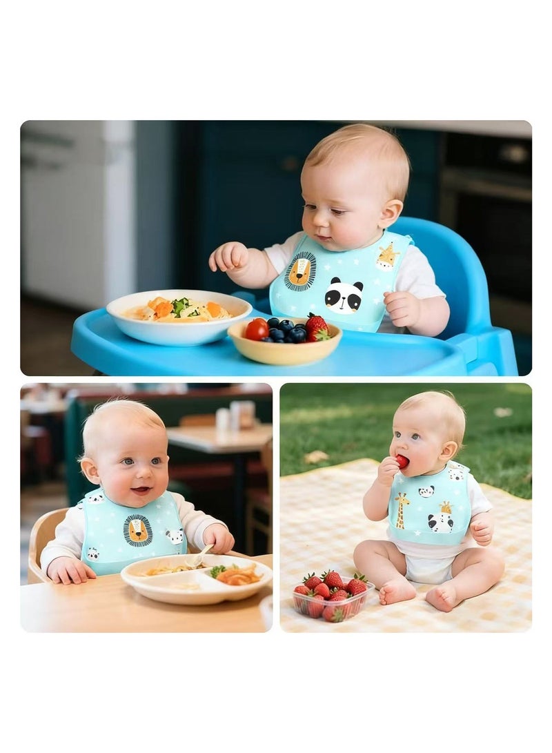 20 Pcs Baby Disposable Bibs Travel Feeding Bib- Leakproof Liner, Food Catcher Pocket for 6-18 Months Babies Toddlers(Green,Panda and Zebra) - Image 2