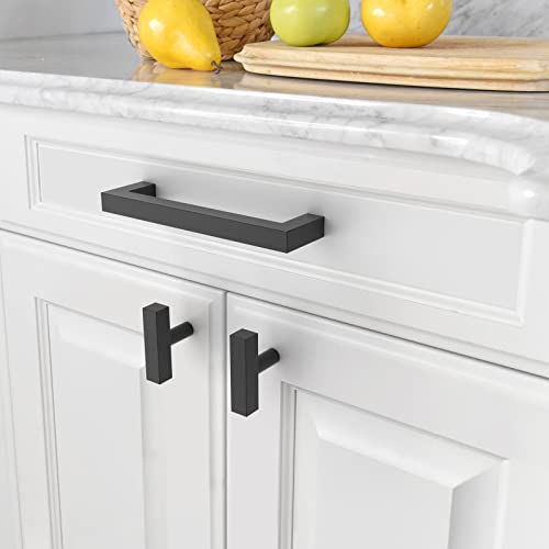 Amerdeco 30 Pack Matte Black Cabinet Pulls 5 Inch(128mm) Hole Centers Kitchen Cabinet Handles Cabinet Hardware Cupboard Handles Square Drawer Pulls SH0004 - Image 4