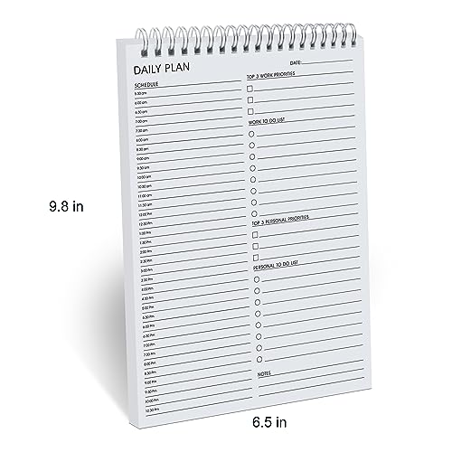 KAICN Daily Shedule Planner Hourly Appointment Planner Personal Organizer with Work To-Do List, Priorities 6.5 x 9.8 - Image 2