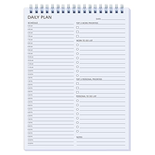 KAICN Daily Shedule Planner Hourly Appointment Planner Personal Organizer with Work To-Do List, Priorities 6.5 x 9.8 - Image 1