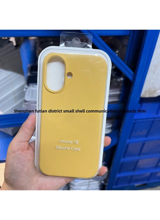 Generic For Iphone16 Liquid Silicone Phone Case For Iphone 16Pro Max/16Pro Full Covering Drop-Resistant Protective Case-Color:Gold [with Logo]-Applicable Model:For Iphone16plus [sealed Packaging]  - Image 1