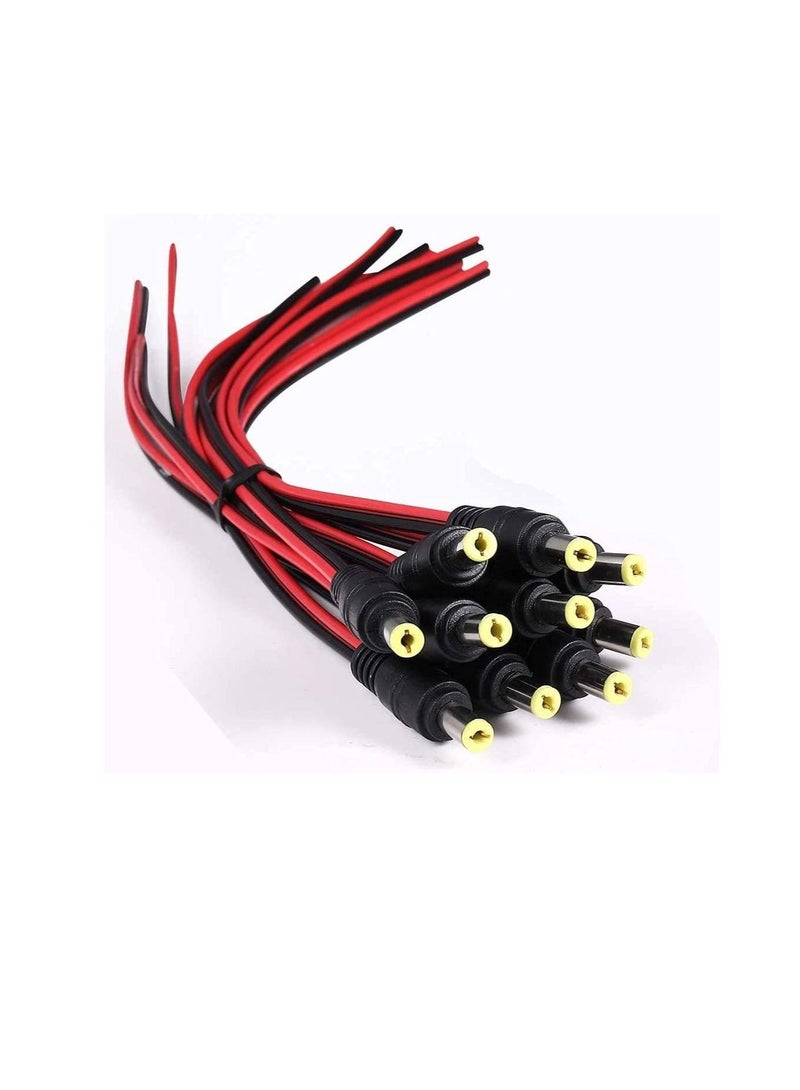 10Pcs DC Power Supply Wire Jack Plug Wire Connector for CCTV Security Camera and Lighting Power Adapter (Male Pin) - Image 3