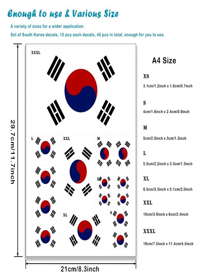 QQSD South Korea Flag Sticker Korean Decal in Multiple Sizes, 3 Pack, 11.7 x 8.3 Inches - Image 2