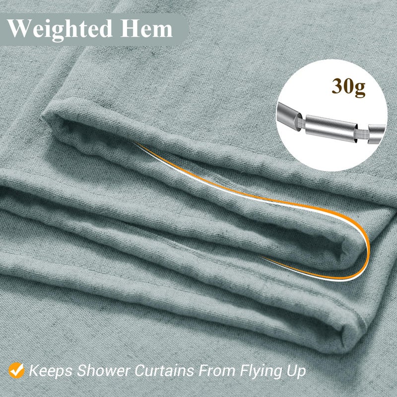 Naturoom Naturoom Blue Linen Shower Curtain  Cloth Textured Fabric Shower Curtain Set with Hooks  Simple Elegant Modern Farmhouse Country Ultra Thick Shower Curtain for Bathroom Water Repellent 72x78 - Image 3