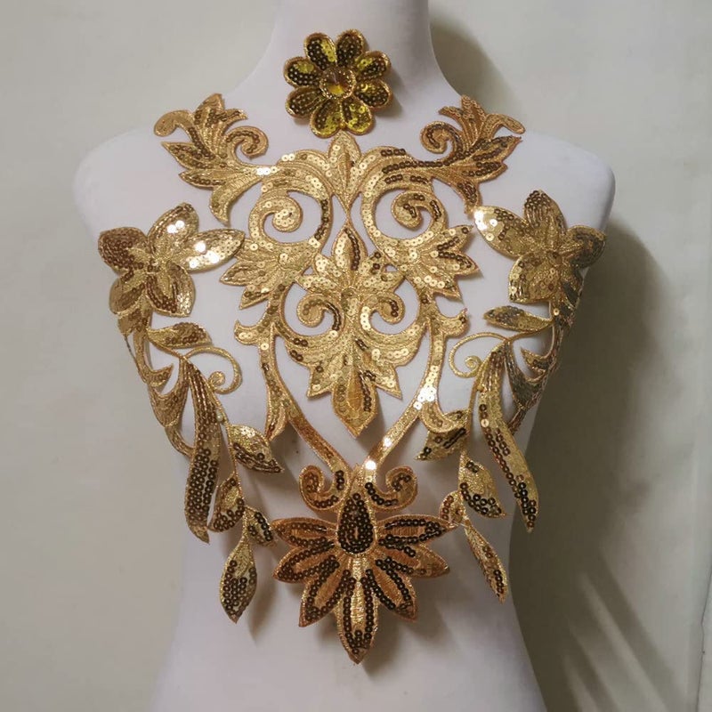 Classical Style Embroidery Decorative MultiColor Decorative Small Iron Patch 40X26cmGold
