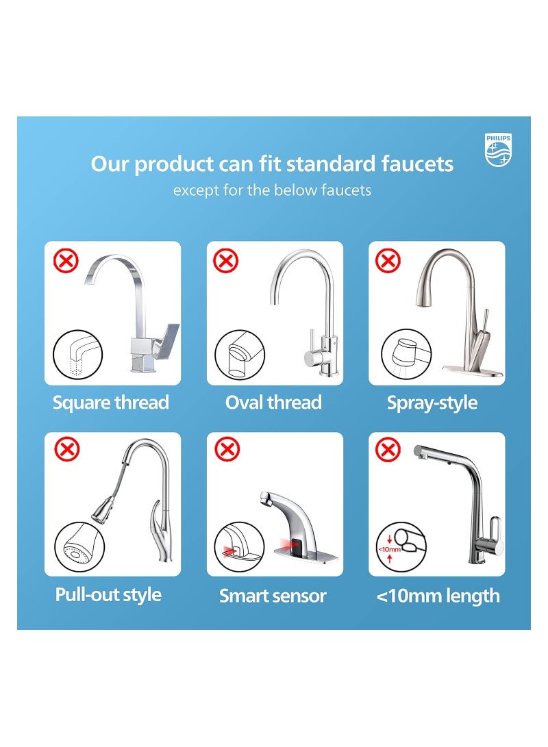 Philips فلترة الفحم الطبيعي العمودي X-Guard على فلتر مياه الصنبور - 99% نقي وآمن 1000 لتر من مياه الشرب - Image 4