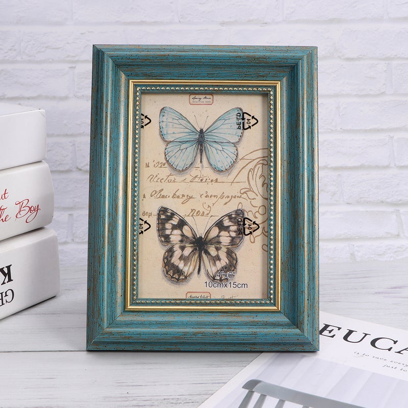 2 Pcs 6 Inch Vintage Photo Frame Picture Photo Frame Desktop Decor for Home Office (Random Picture) - Image 1