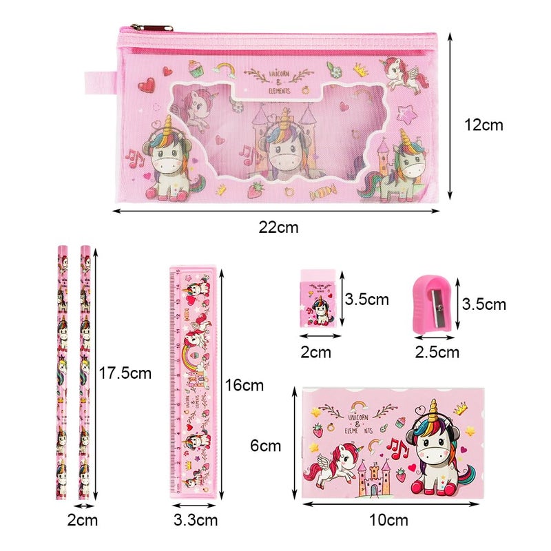 OFFCUP Unicorn Stationary Set, Kids Stationery Gifts Set, Cute Unicorn Gift Includes 2pcs Pencil, Rulers, Eraser, Pencil Sharpener and Notebook, Unicorn Stationery Sets for Girls and Boys - Image 2
