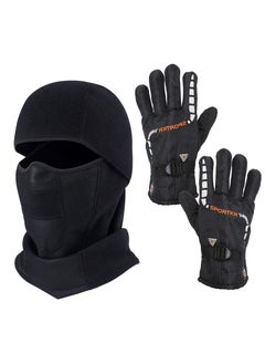 Balaclava Ski Mask Bicycle Motorcycle Balaclava Windproof Bike Face Masks Warm Breathable Balaclavas Winter Fleece Neck Warmer with Anti-Slip Thermal Gloves for Cycling Hiking Outdoor Unisex