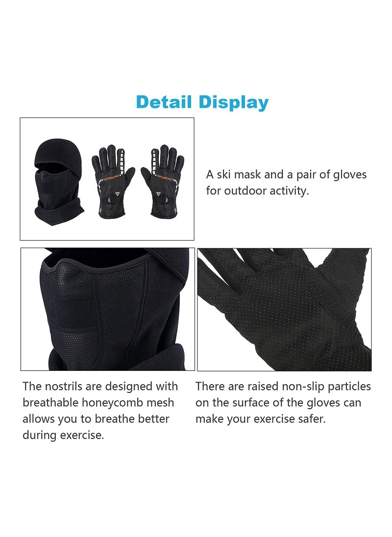 Excefore - Balaclava Ski Mask Bicycle Motorcycle Balaclava Windproof Bike Face Masks Warm Breathable Balaclavas Winter Fleece Neck Warmer with Anti-Slip Thermal Gloves for Cycling Hiking Outdoor Unisex - Image 1