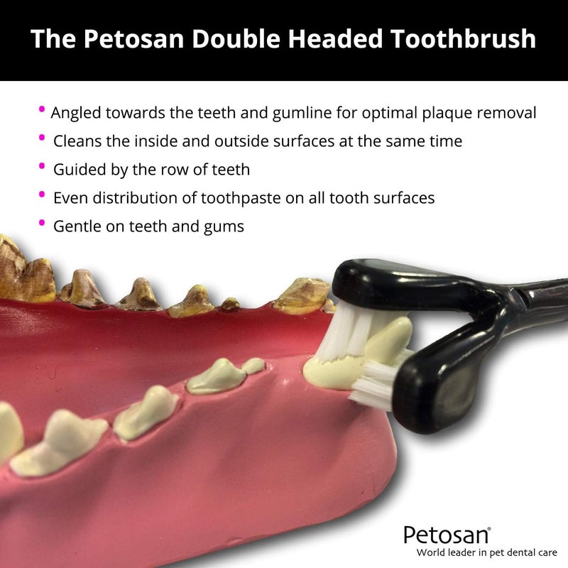 Petosan DoubleHeaded Toothbrush for Toy DogsPuppies Effective Dental Care Reduces Plaque and Tartar Veterinarian Approved 03kg - Image 3