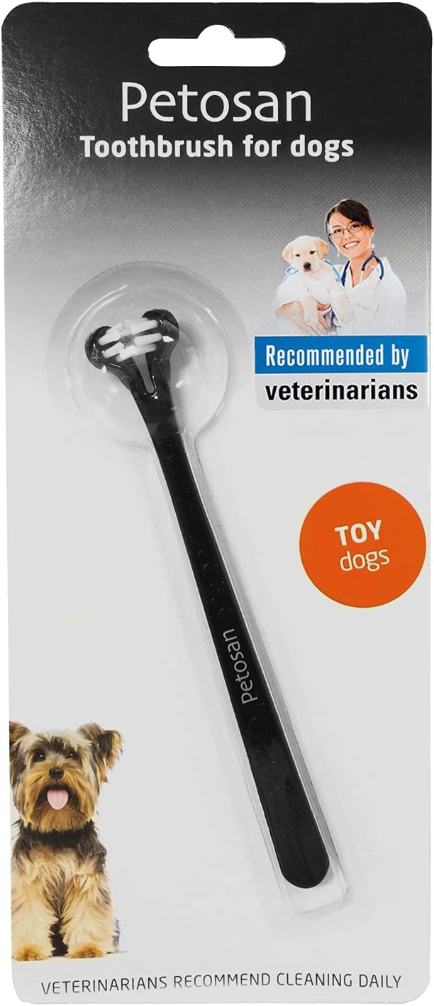Petosan DoubleHeaded Toothbrush for Toy DogsPuppies Effective Dental Care Reduces Plaque and Tartar Veterinarian Approved 03kg - Image 1